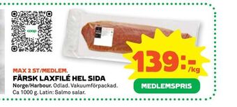 Färsk laxfilé hel sida