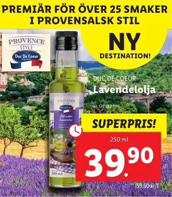 Lidl DUC DE COEUR lavendelolja erbjuda