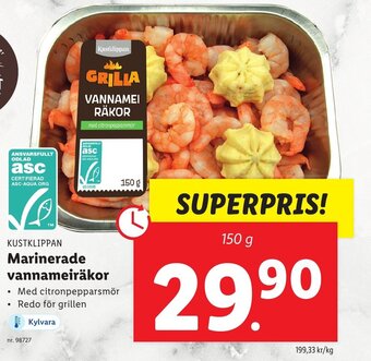 Lidl KUSTKLIPPAN marinerade vannameiräkor erbjuda