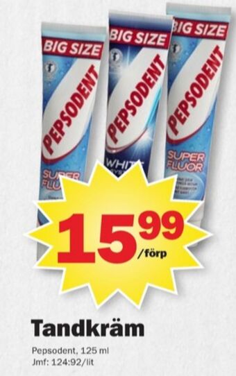Pekås Pepsodent tandkräm erbjuda