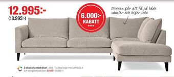 Mio 3-sits soffa med divan erbjuda
