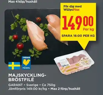 Willys Majskyckling- bröstfilé erbjuda