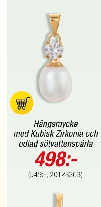 Guldfynd Hängsmycke med kubisk zirkonia och odlad sötvattenspärla erbjuda