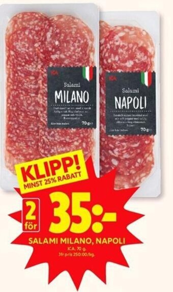 ICA Kvantum Salami Milano, Napoli erbjuda