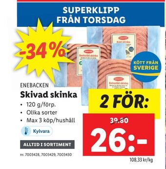 Lidl Skivad skinka erbjuda