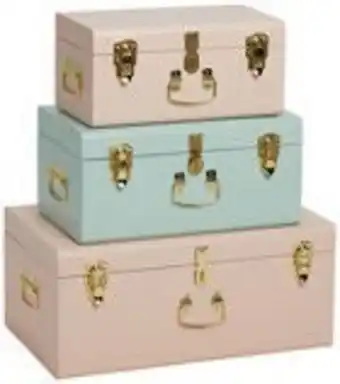 Minitude förvaringslådor koffert 3-pack, rosa & rosa