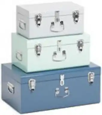 Jollyroom Petite déco förvaringslådor koffert 3-pack, grå/blå erbjuda