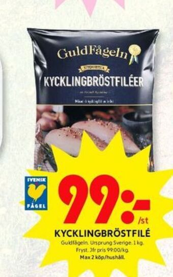 ICA Kvantum Guldfågeln kycklingbröstfilé erbjuda