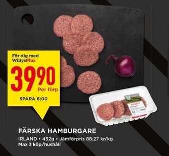 Willys Färska hamburgare erbjuda