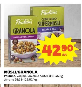 Coop Daglivs Müsli/granola erbjuda