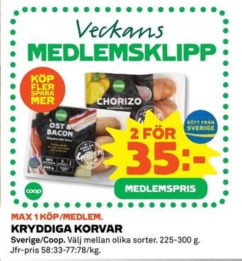 Coop Daglivs Kryddiga korvar erbjuda