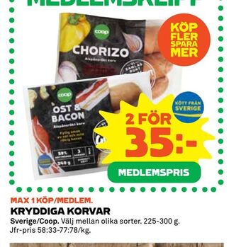 Coop Extra Kryddiga korvar erbjuda
