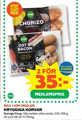 Coop Kryddiga korvar erbjuda