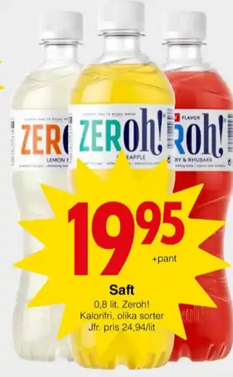 Matöppet Zeroh lättdryck erbjuda