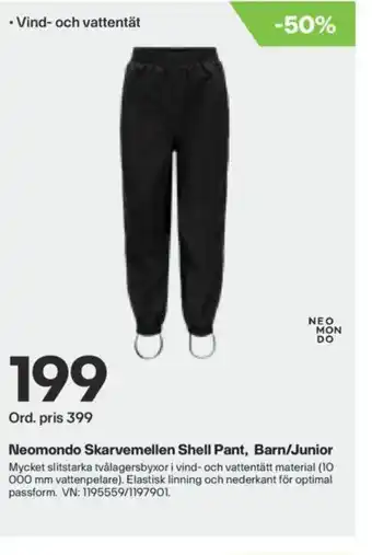 Neomondo skarvemellen shell pant, barn/junior