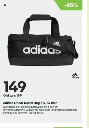 XXL Adidas linear duffel bag xs, 14 liter erbjuda