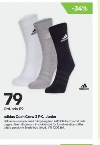 XXL Adidas cush crew 3 pk, junior erbjuda