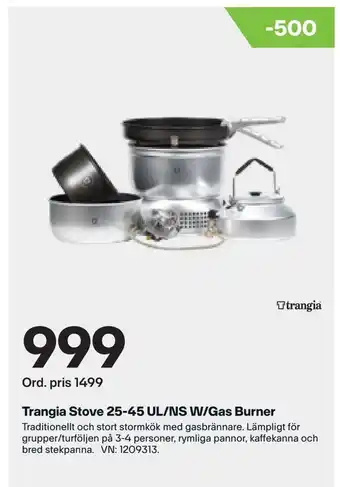Trangia stove 25-45 ul/ns w/gas burner