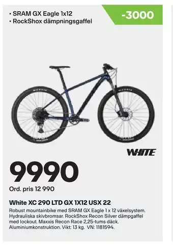 XXL White xc 290 ltd gx 1x12 usx 22 erbjuda