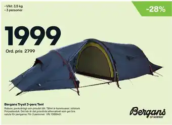 Bergans trysil 3-pers tent