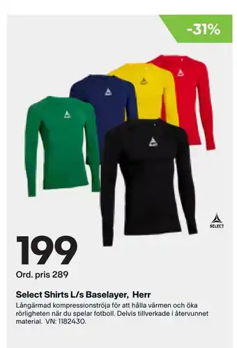 XXL Select shirts l/s baselayer, herr erbjuda