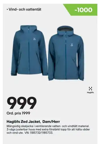 XXL Haglöfs zed jacket, dam/herr erbjuda