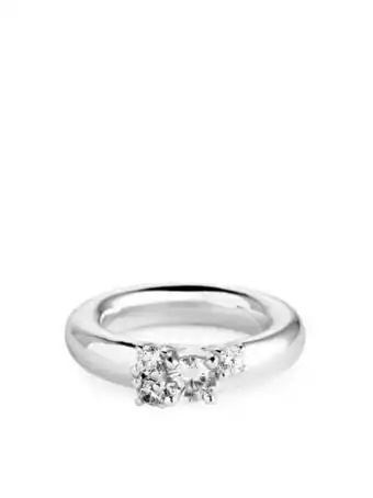 Silver-plated rhinestone ring