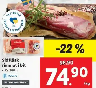 Lidl Sidfläsk Rimmat i bit erbjuda