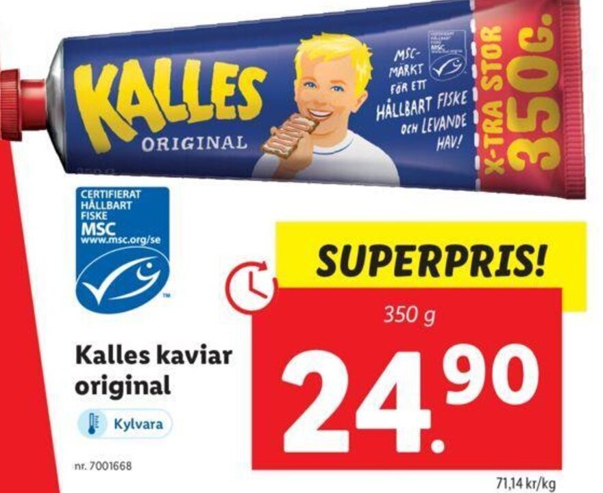 Kalles Kaviar Original erbjudande hos Lidl