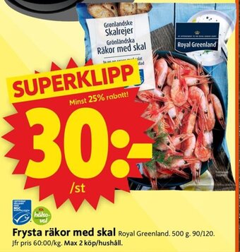 ICA Supermarket Frysta Räkor med Skal erbjuda