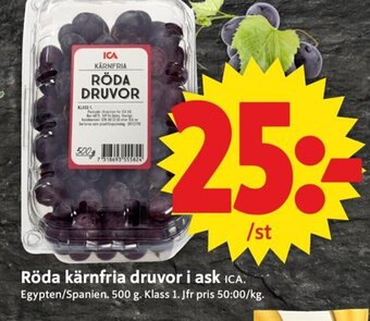 ICA Supermarket Röda Kärnfria Druvor i Ask erbjuda