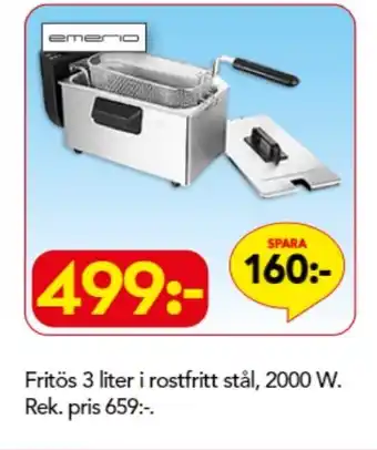 Fritös 3 Liter i Rostfrit Stål, 2000 W
