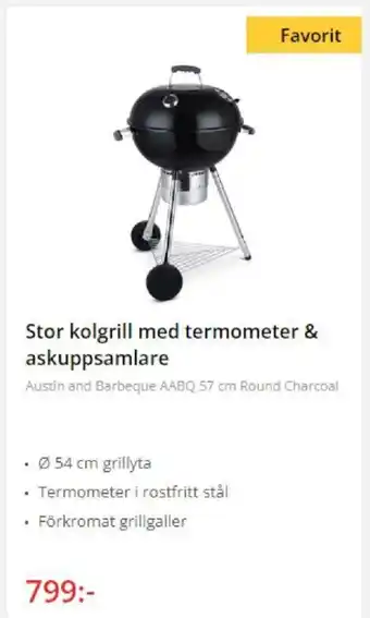 NetOnNet Stor kolgrill med termometer & askuppsamlare erbjuda