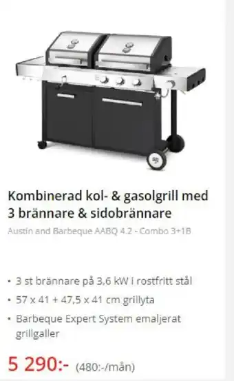 NetOnNet Kombinerad kol- & gasolgrill med 3 brännare & sidobrännare erbjuda