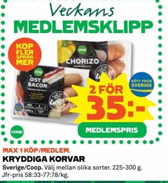Coop Kryddiga Korvar erbjuda