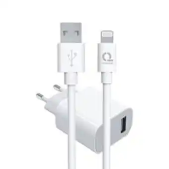 Mobique usb-a strömadapter + laddkabel usb-a till lightning 1m vit