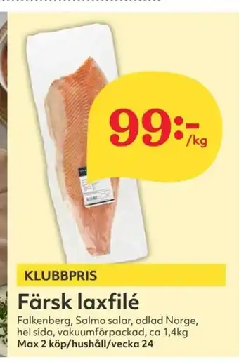 Hemköp Färsk laxfile 1kg erbjuda