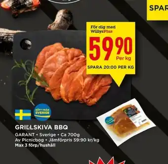 Willys Grillskiva BBQ 1kg erbjuda