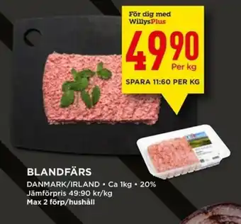 Willys Blandfärs 1kg erbjuda