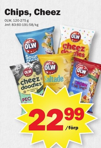 Pekås OLW Chips, Cheez erbjuda