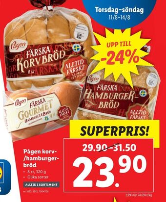Lidl Pågen korv- /hamburgerbröd erbjuda