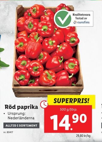 Lidl Röd paprika erbjuda
