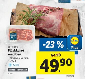Lidl Fläskkarré med ben erbjuda