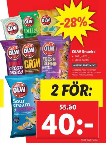 Lidl Olw snacks erbjuda