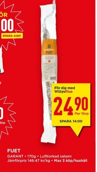 Willys Hemma Garant salami erbjuda
