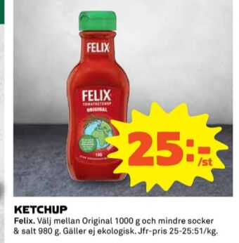 Coop Felix ketchup erbjuda