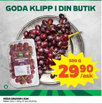 Coop Konsum Röda druvor i ask erbjuda