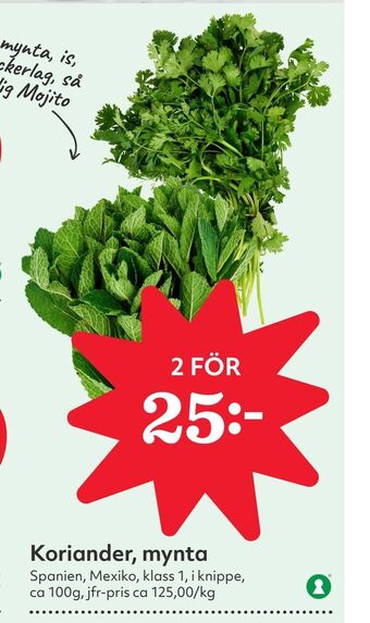 Hemköp Koriander, mynta erbjuda