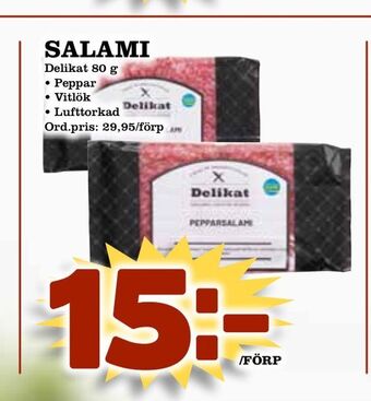 Supergrossen Salami erbjuda