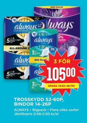 Willys Trosskydd 52-60p, bindor 14-26p erbjuda